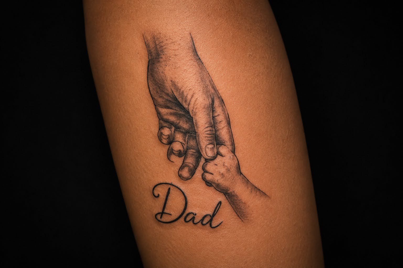 Dad hands memorial tattoo by Jay at Inking Tattoos